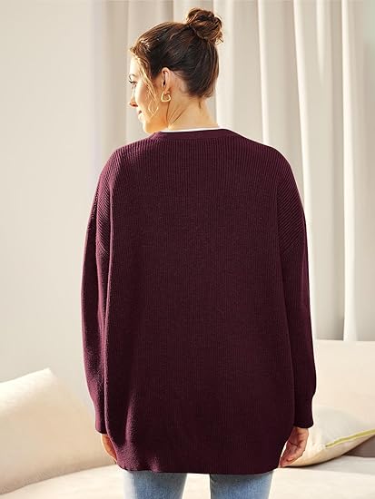 Cardigan oversize à col en V et fermeture à boutons