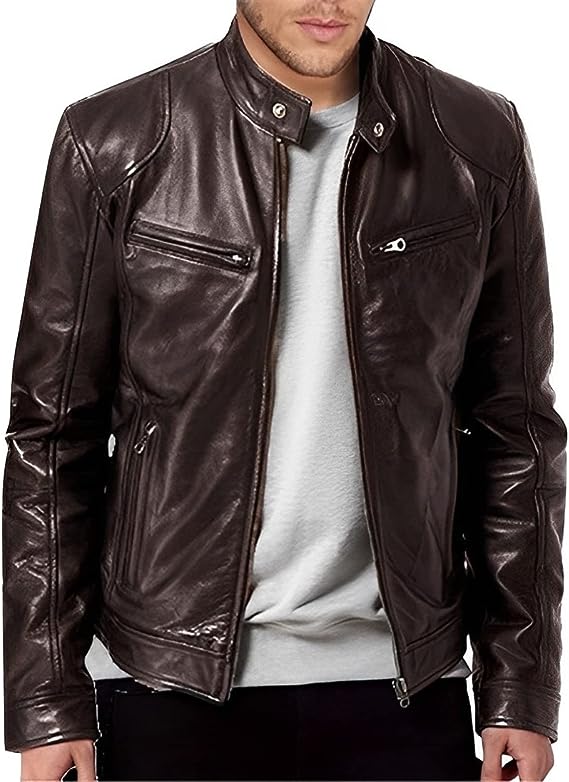 Veste en cuir classique pour homme