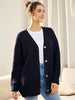Cardigan oversize à col en V et fermeture à boutons