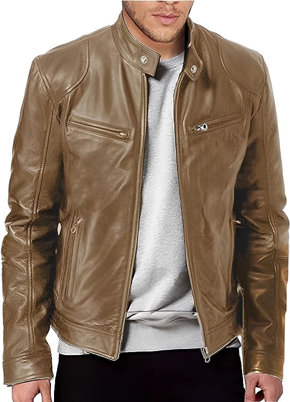 Veste en cuir classique pour homme