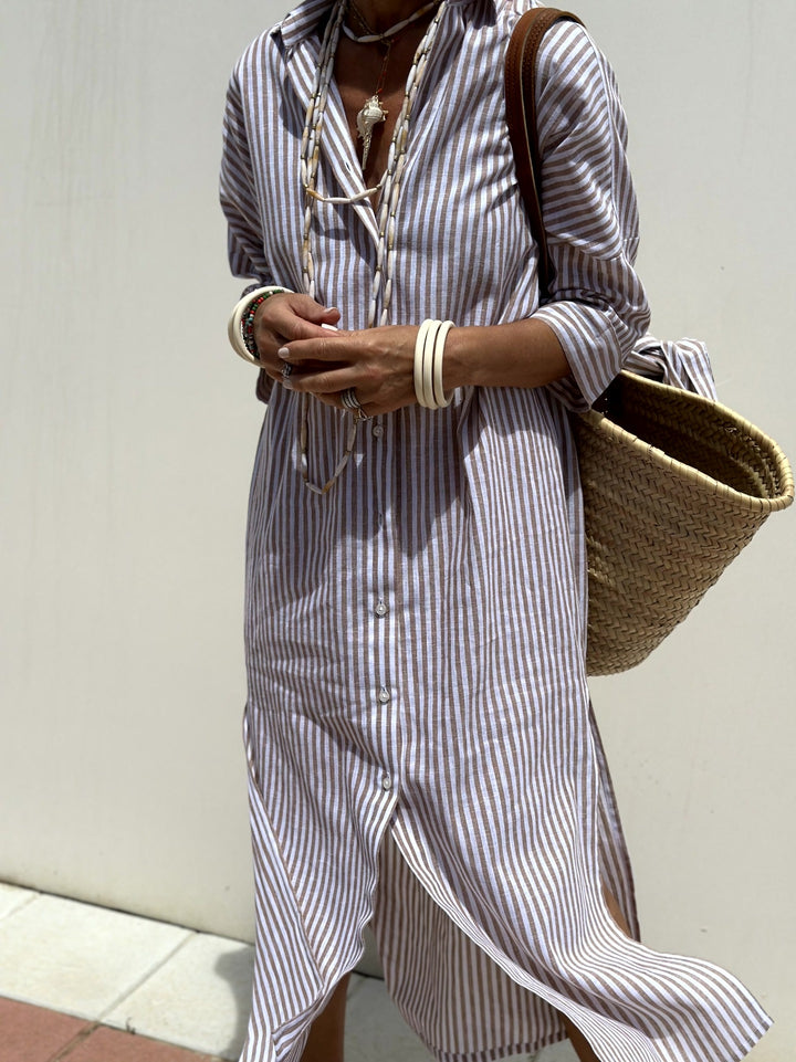 Robe chemise élégante à manches longues pour femme