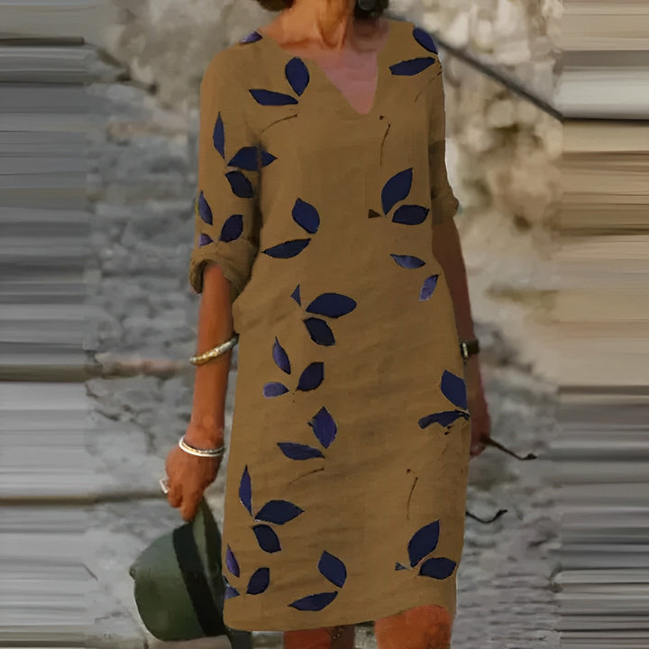 Robe d'Été à Imprimé Feuilles pour Femme