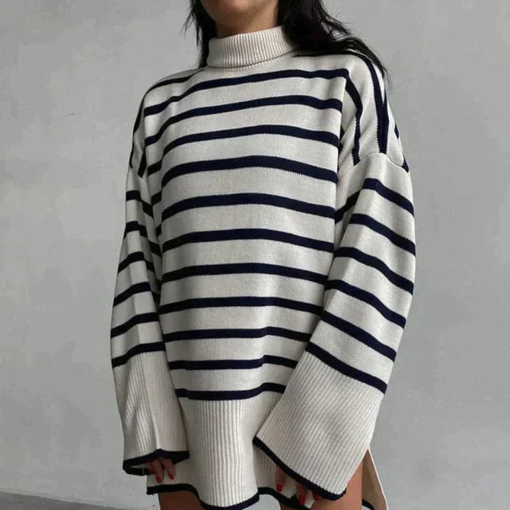 Ella - Pull à col roulé ample avec rayures