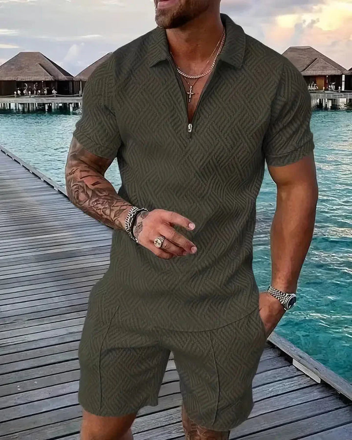 Tenue de survêtement d'été décontractée à col zippé