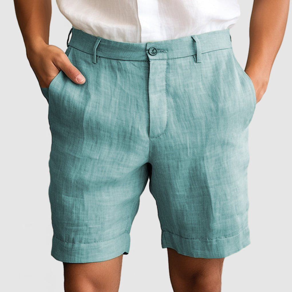Short décontracté en coton et lin pour homme