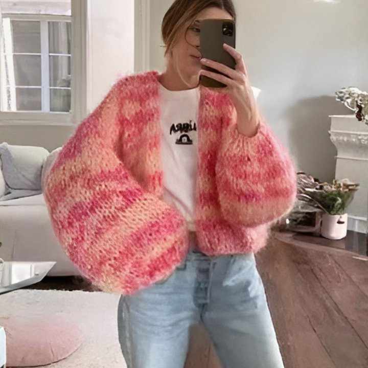 Cardigan rayé ouvert sur le devant pour femme