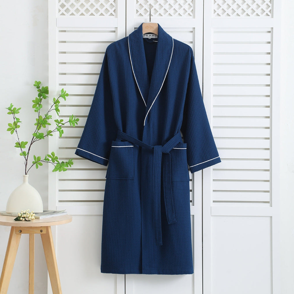 Peignoir kimono léger 100 % coton gaufré