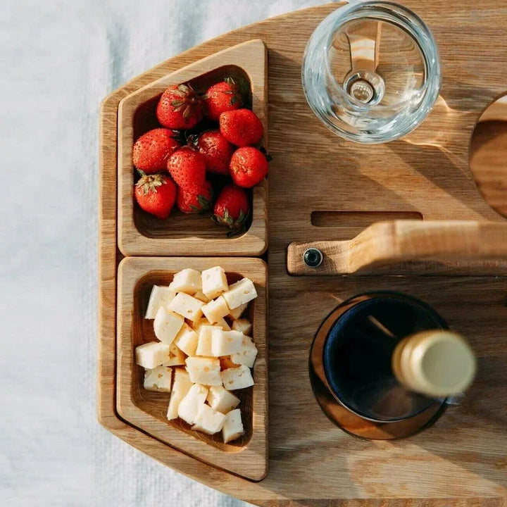 Table à vin de pique-nique portable en bois