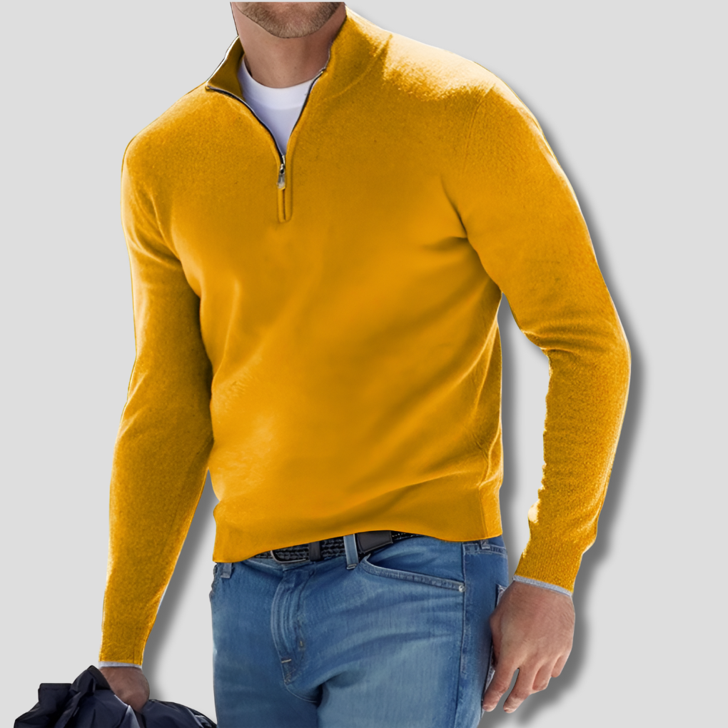 Pull en tricot de coton pour homme avec col zippé
