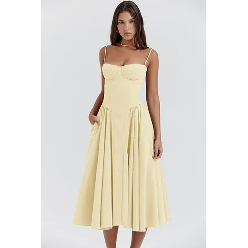 Robe Corset Élégante Midi pour Femme