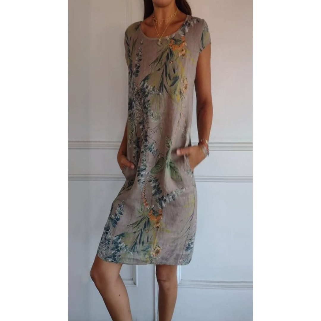 Robe Confortable à Coupe Droite et Encolure Ronde
