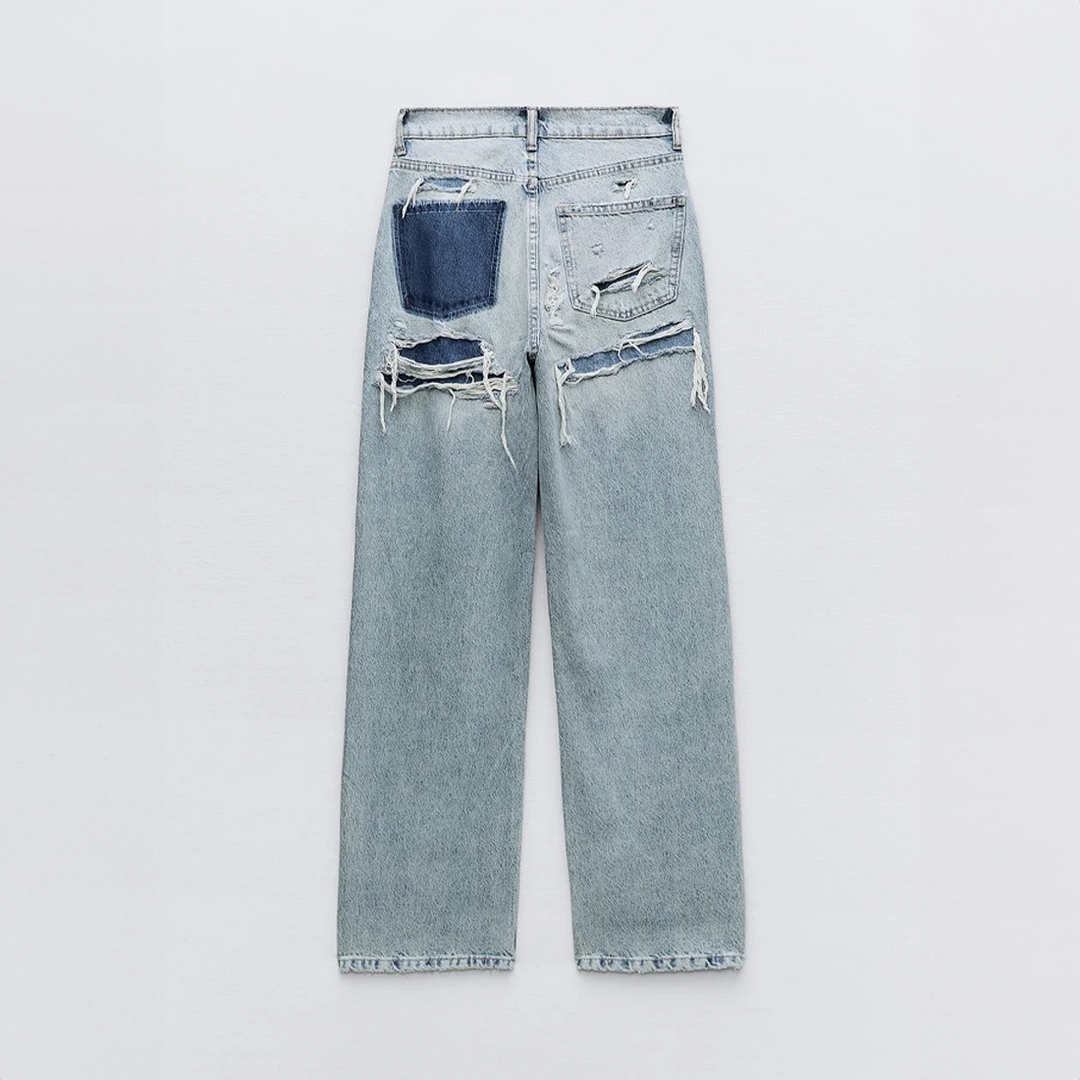 Jeans déchirés vintage pour femmes