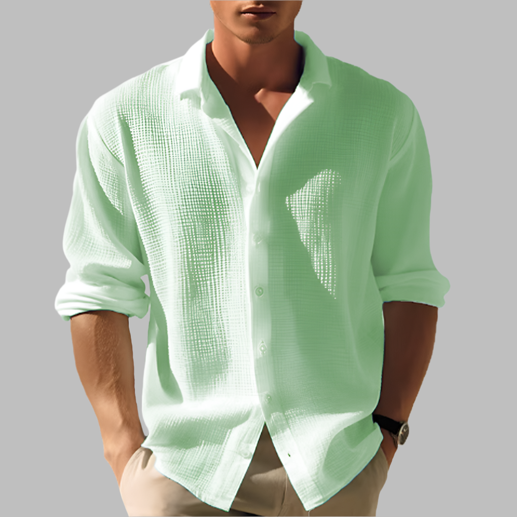 Chemise légère en coton et lin uni pour homme