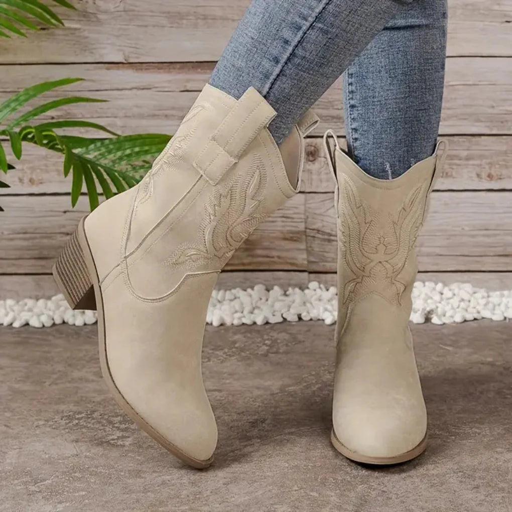 Bottes de cowboy western en cuir végétalien de qualité supérieure