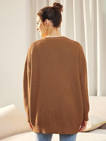 Cardigan oversize à col en V et fermeture à boutons
