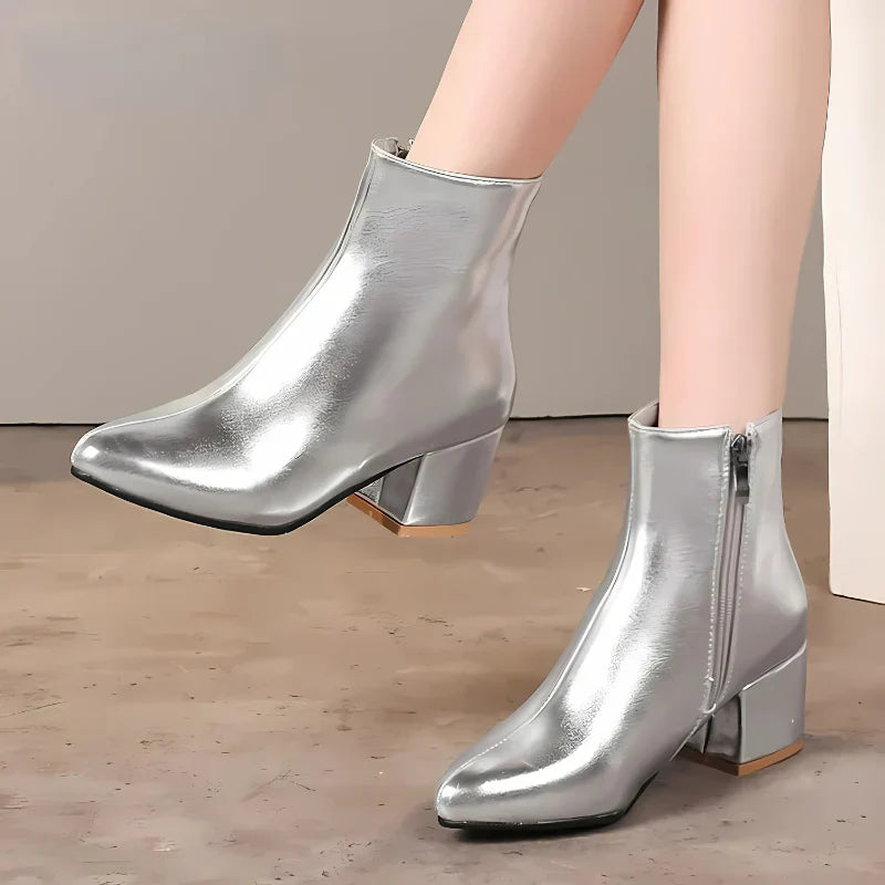 Bottines argentées élégantes pour femmes