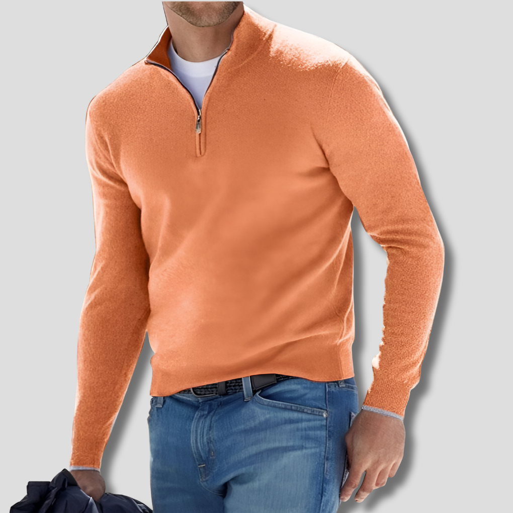 Pull en tricot de coton pour homme avec col zippé