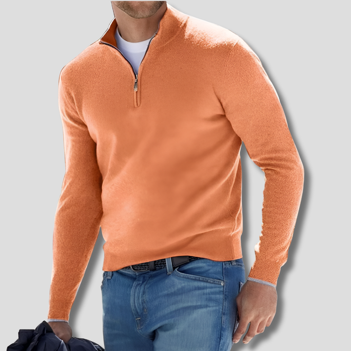 Pull en tricot de coton pour homme avec col zippé
