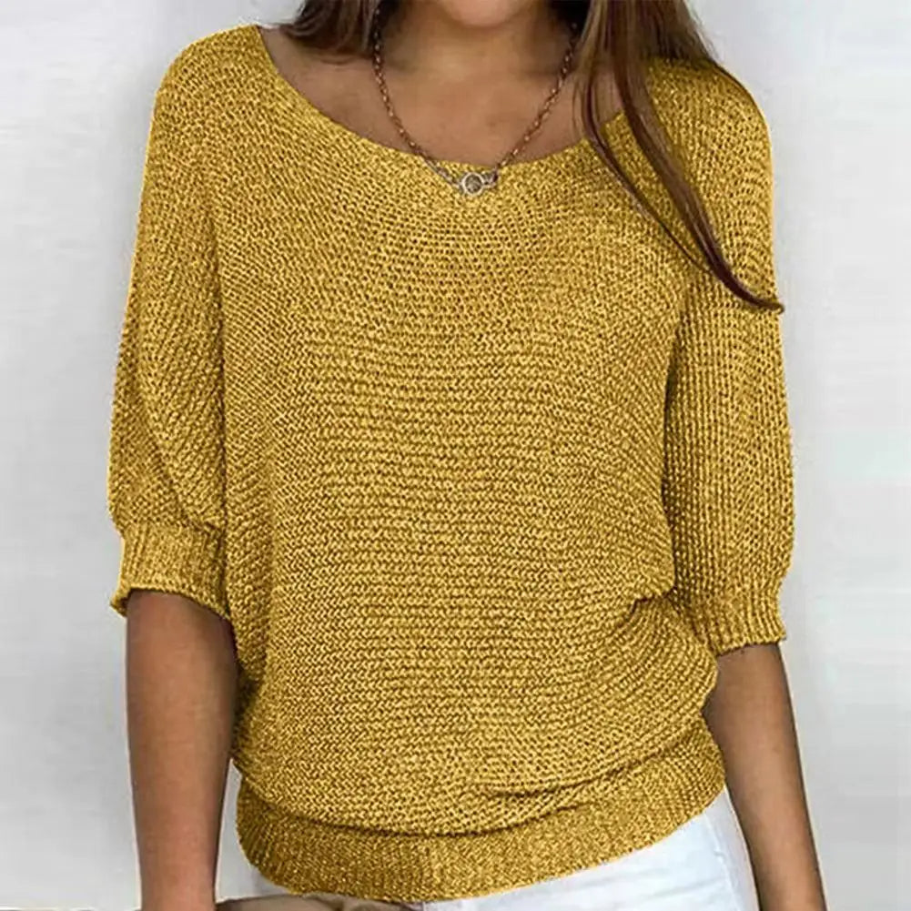 Noami – Pull tricoté chaud à manches papillon et col rond