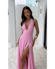 Fleur | Robe sexy unie avec fente et col en V profond