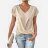 Chemisier femme col V avec ourlet drapé