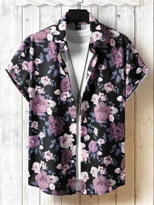 Chemise hawaïenne à imprimé floral 3D