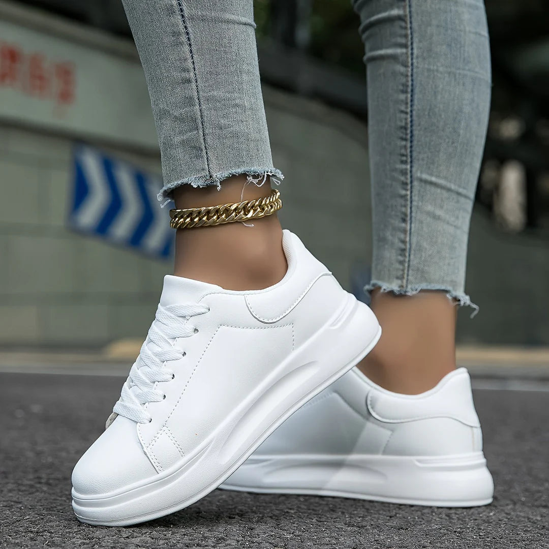 Angie - Baskets femme en cuir blanc