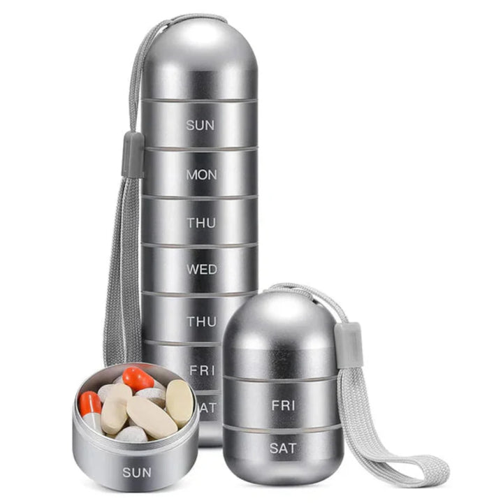 Pilulier portable en aluminium pour 7 jours