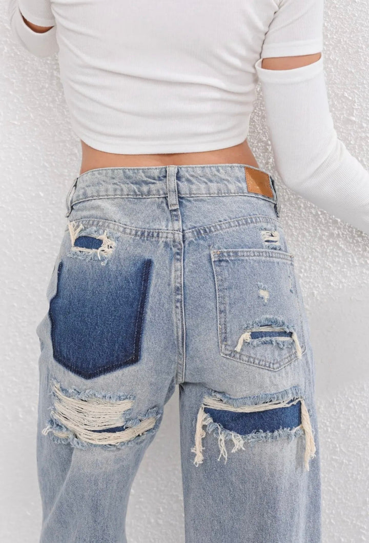 Jeans déchirés vintage pour femmes