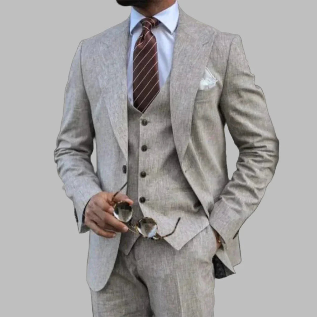 Costume trois pièces léger pour homme avec col rabattu