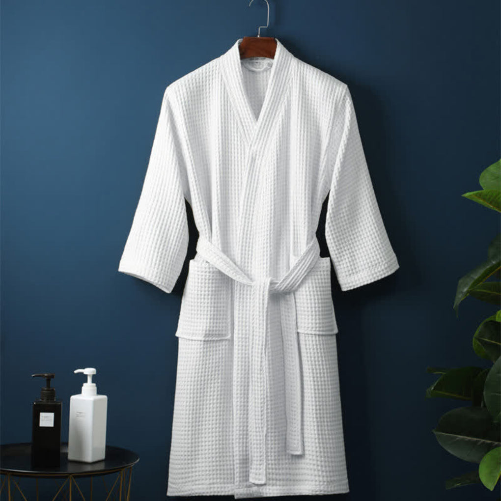 Peignoir de bain léger en coton éponge gaufré pour couple