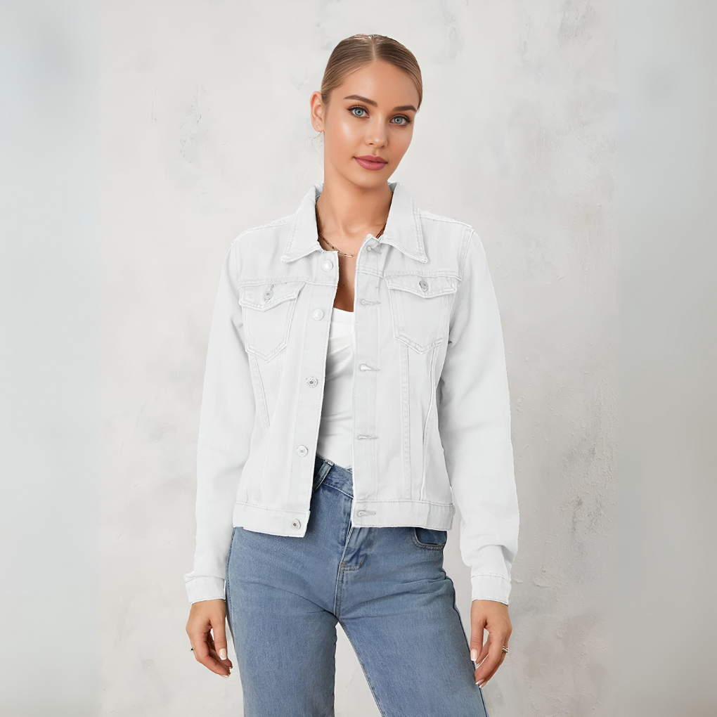 Veste en jean boutonnée classique pour femme