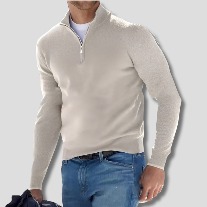 Pull en tricot de coton pour homme avec col zippé
