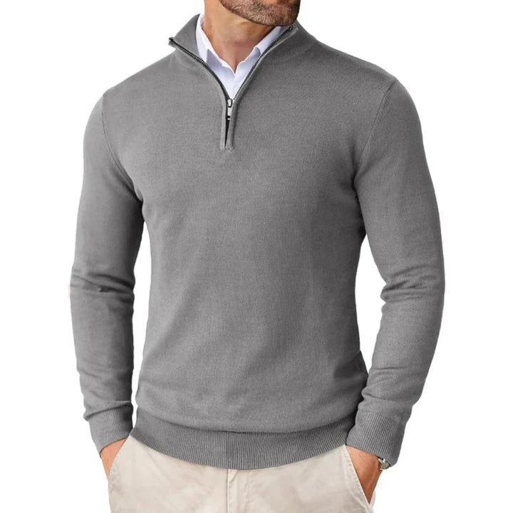 Pull en tricot de coton pour homme avec col zippé