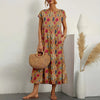 Robe midi décontractée en mélange de coton et de lin pour femme