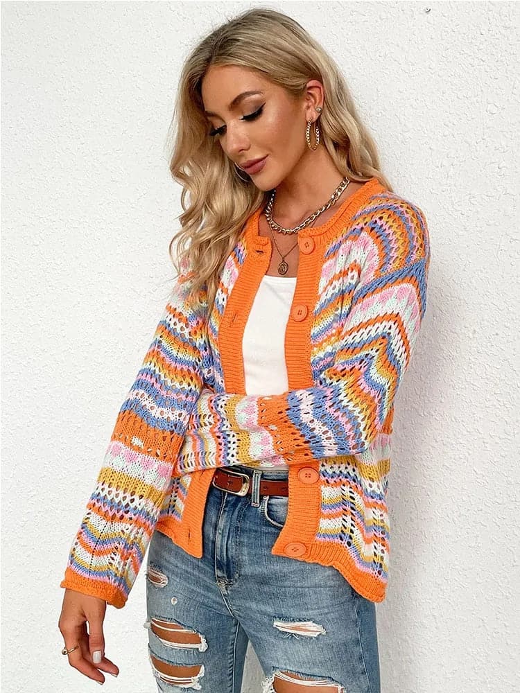 Lina - Cardigan de printemps multicolore et douillet
