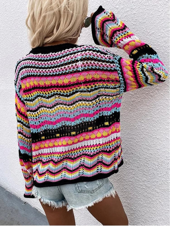Lina - Cardigan de printemps multicolore et douillet