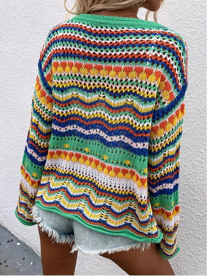 Lina - Cardigan de printemps multicolore et douillet
