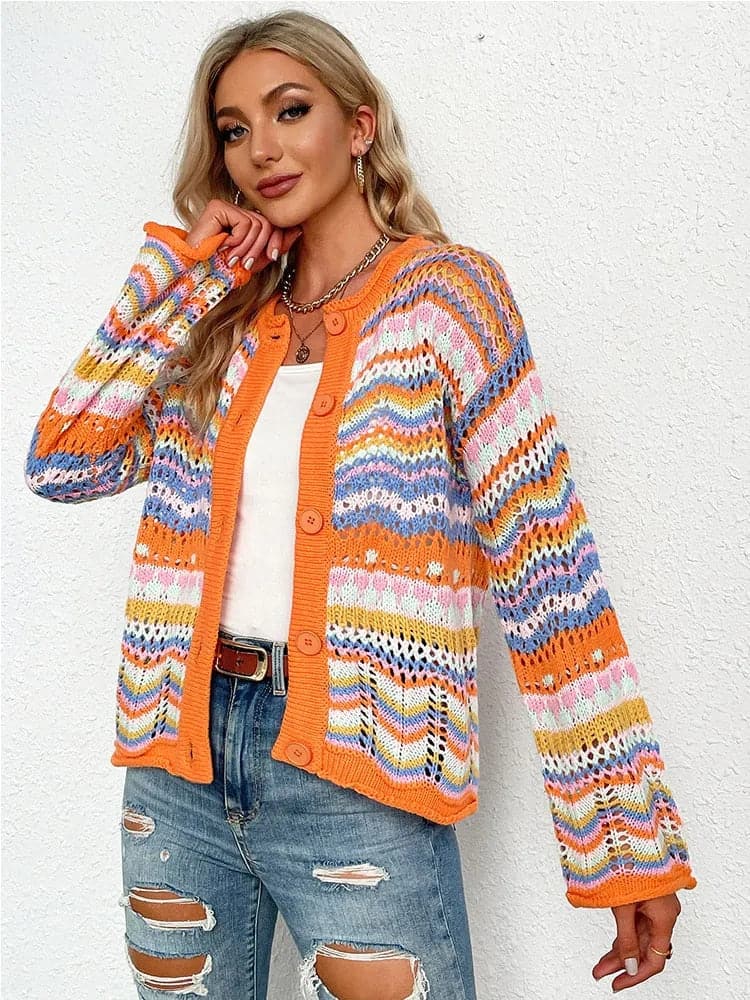 Lina - Cardigan de printemps multicolore et douillet
