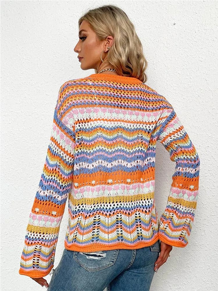 Lina - Cardigan de printemps multicolore et douillet