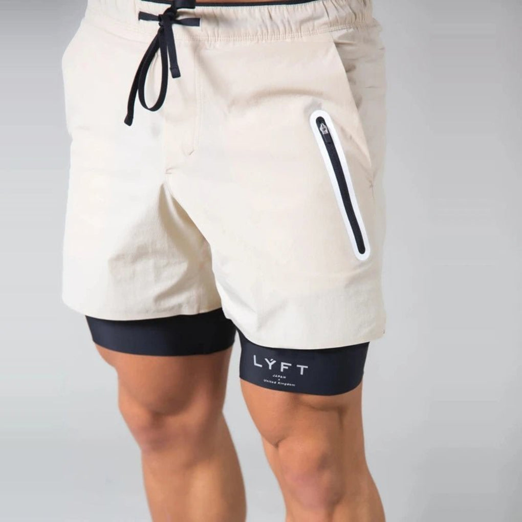 Short de sport et d'entraînement 2 en 1 pour hommes