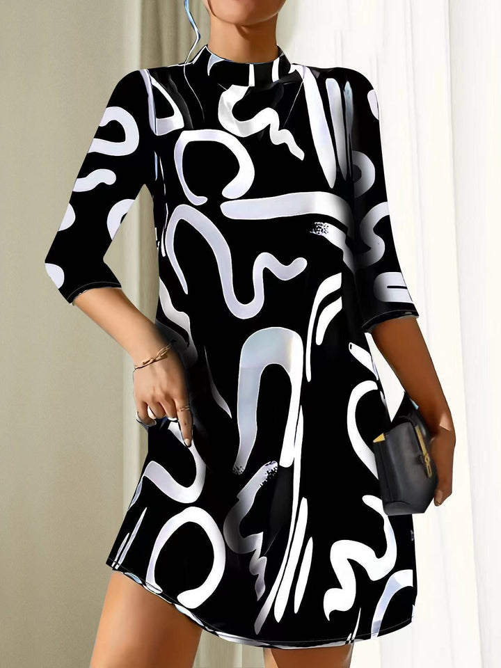 Robe Élégante à Manches Longues et Encolure Ronde
