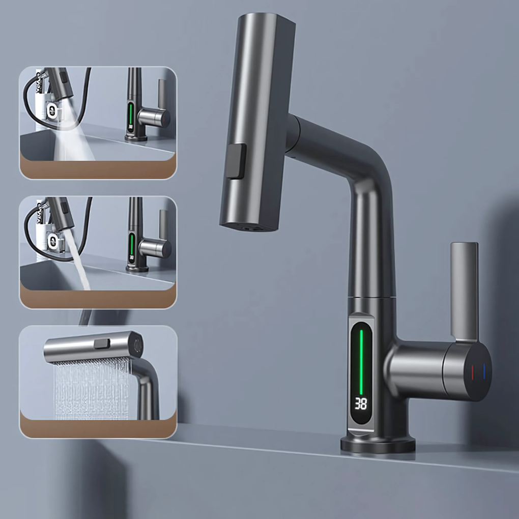 Robinet LED flexible pour cuisine et salle de bain