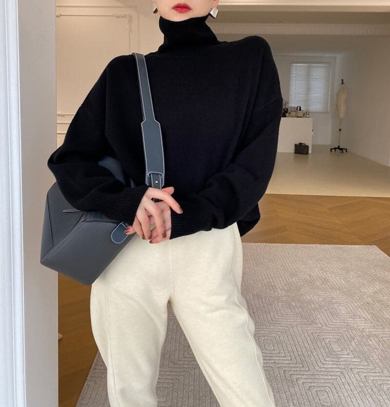 Cher - Pull tricoté de créateur avec col roulé confortable