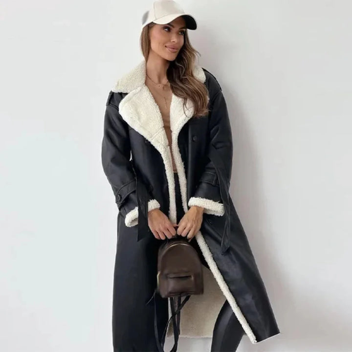 Manteau long boutonné pour femme