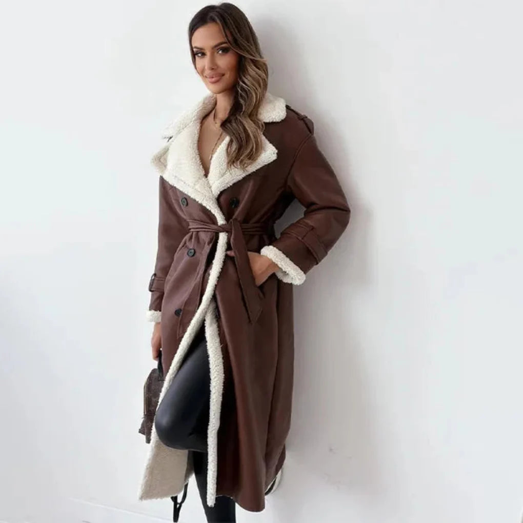 Manteau long boutonné pour femme