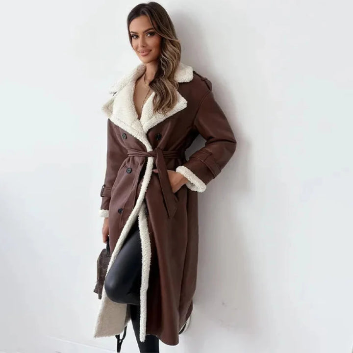 Manteau long boutonné pour femme