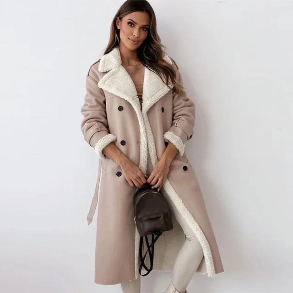 Manteau long boutonné pour femme