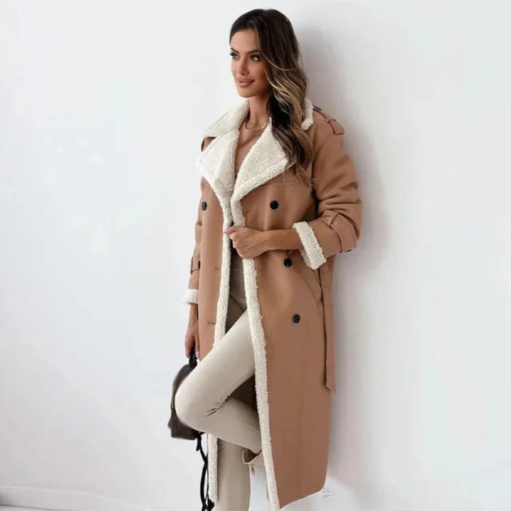 Manteau long boutonné pour femme