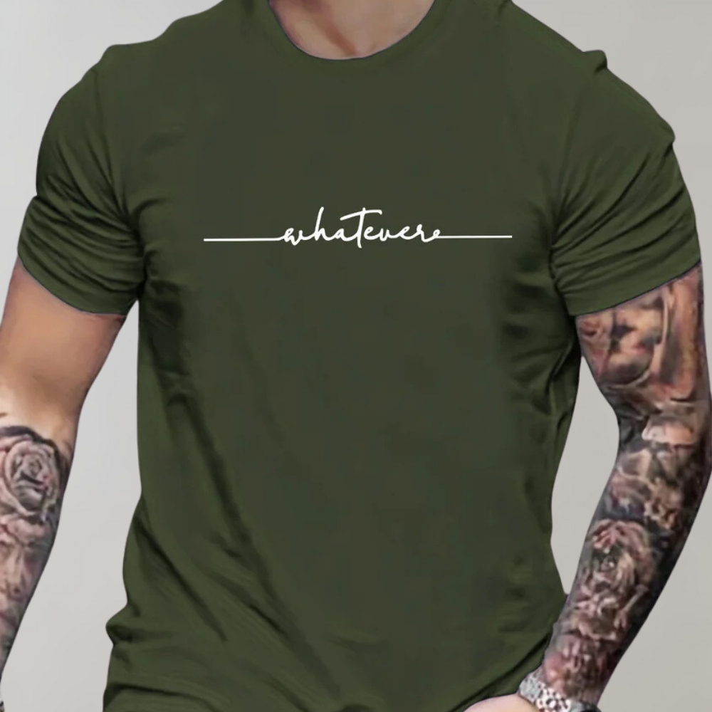 T-shirt décontracté pour hommes avec col ras du cou et imprimé minimaliste